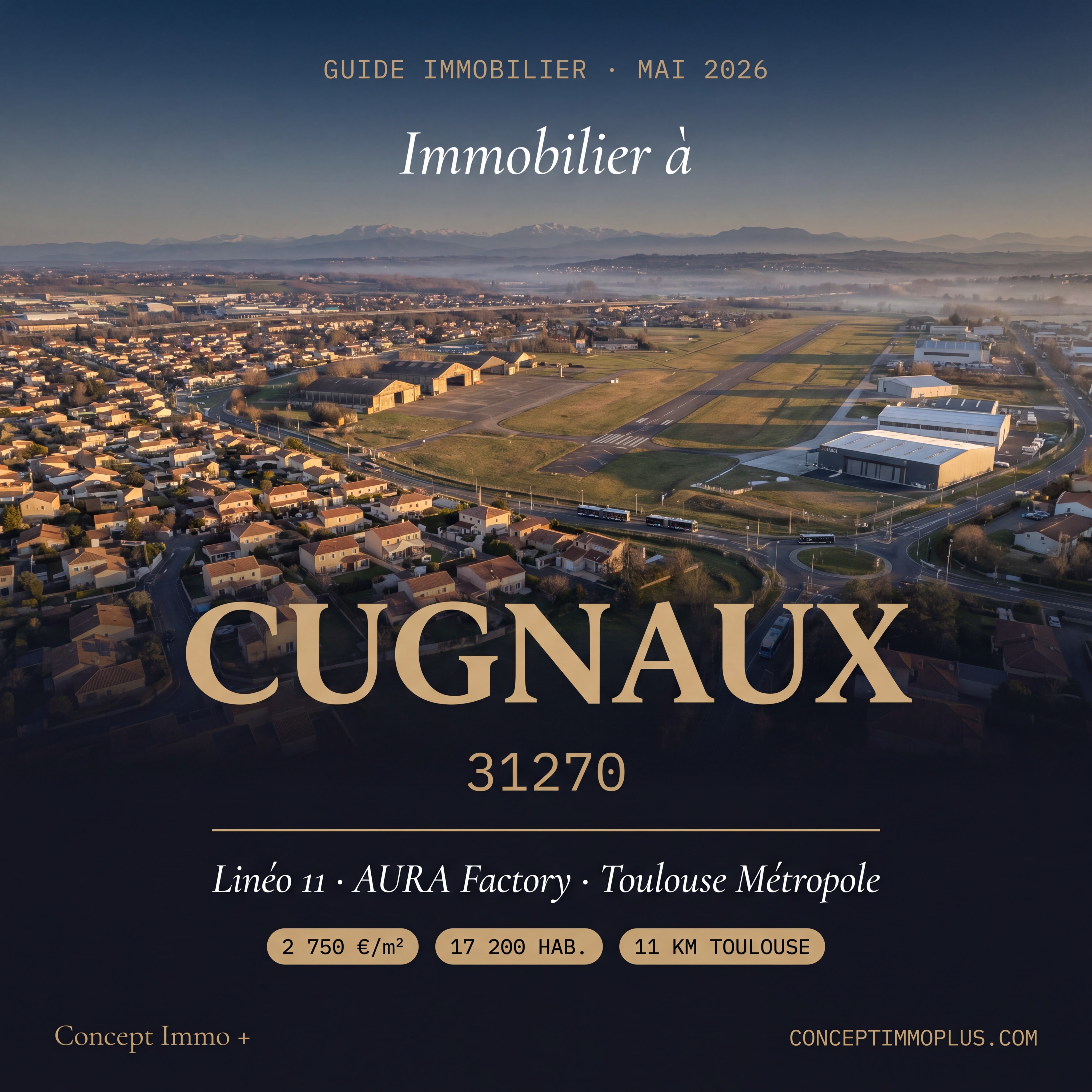 Immobilier Cugnaux 31270 en 2026 - Linéo 11, AURA Factory Daher 1 600 emplois, Toulouse Métropole - Concept Immo Plus