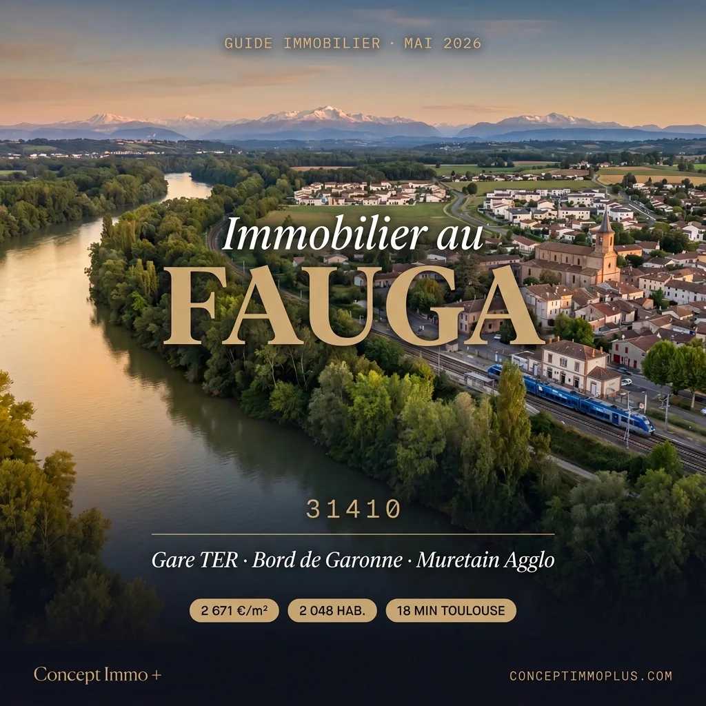 Immobilier Le Fauga 31410 en 2026 - Gare TER 18 min Toulouse, bord de Garonne, Muretain Agglo - Concept Immo +