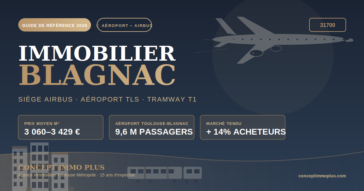Immobilier Blagnac 31700 en 2026 - Berceau Airbus, aéroport Toulouse-Blagnac, Tramway T1 et écoquartier Andromède - Concept Immo Plus